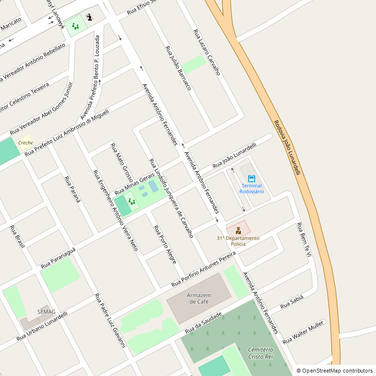 Mapa da região da Rua Antonio Fernandes, em Porecatu, com a localização da clínica